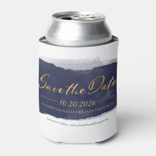 Abstract Bruiloft Bewaar de Datum Uitnodigingen |  Blikjeskoeler (Blikje Voorkant)