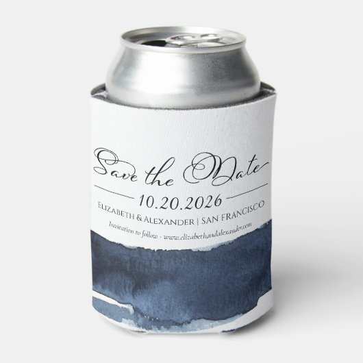 Abstract Bruiloft Bewaar de Datum Uitnodigingen |  Blikjeskoeler (Blikje Voorkant)