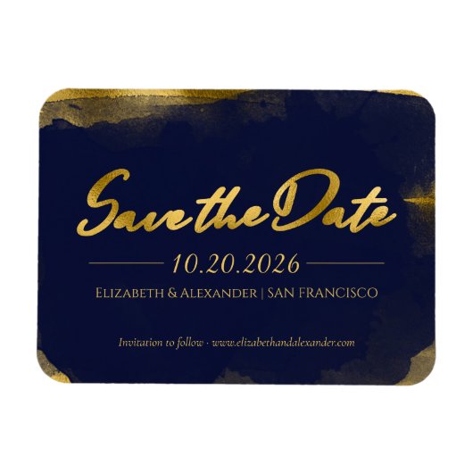 Abstract Bruiloft Bewaar de Datum Uitnodigingen |  Magneet (Horizontaal)