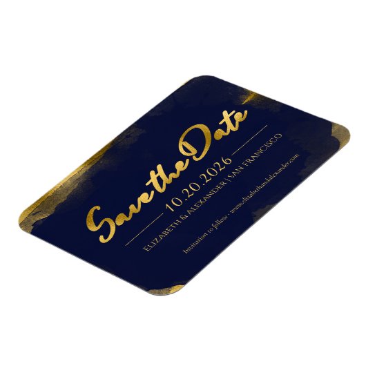 Abstract Bruiloft Bewaar de Datum Uitnodigingen |  Magneet (Linkerzijde)