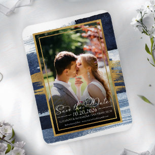 Abstract Bruiloft Bewaar de Datum Uitnodigingen    Magneet