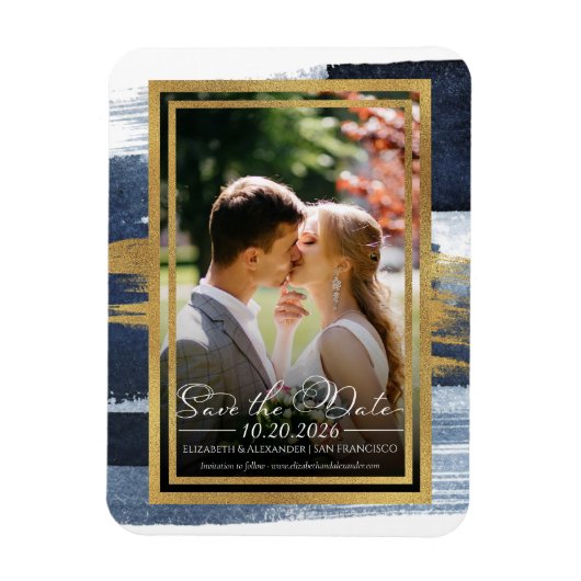 Abstract Bruiloft Bewaar de Datum Uitnodigingen |  Magneet (Verticaal)