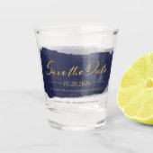 Abstract Bruiloft Bewaar de Datum Uitnodigingen |  Shot Glas (Voorkant)