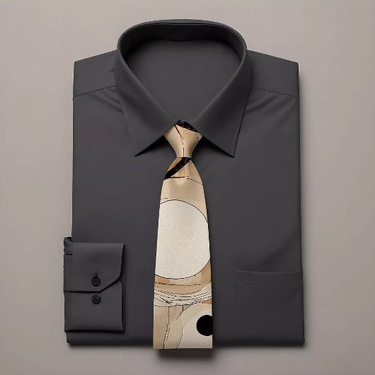 Abstract Bruin & Beige Patterned Stropdas