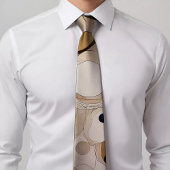 Abstract Bruin & Beige Patterned Stropdas