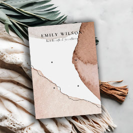 Abstract Bruin Beige Waterverf 2 Oorbel Display Visitekaartje