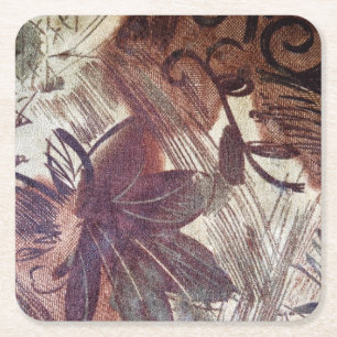 Abstract Bruin Bloemmotief 1 Kartonnen Onderzetters
