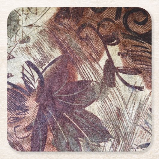 Abstract Bruin Bloemmotief 1 Kartonnen Onderzetters (Voorkant)