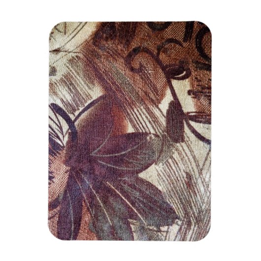 Abstract Bruin Bloemmotief 1 Magneet (Verticaal)