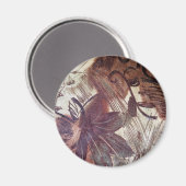 Abstract Bruin Bloemmotief 1 Magneet (Voorkant / Achterkant)