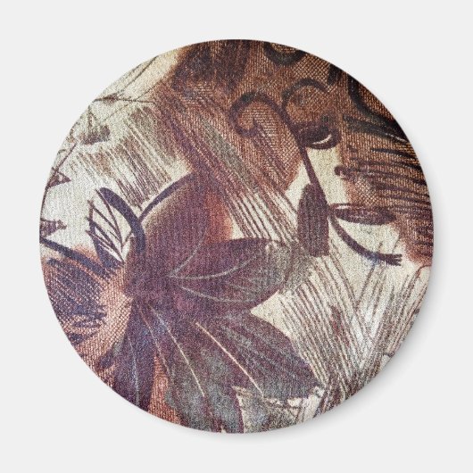 Abstract Bruin Bloemmotief 1 Magneet (Voorkant)