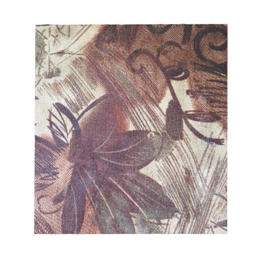 Abstract Bruin Bloemmotief 1 Notitieblok (Voorkant)
