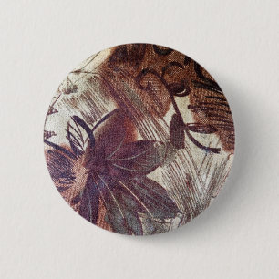 Abstract bruin bloemmotief 1 ronde button 5,7 cm