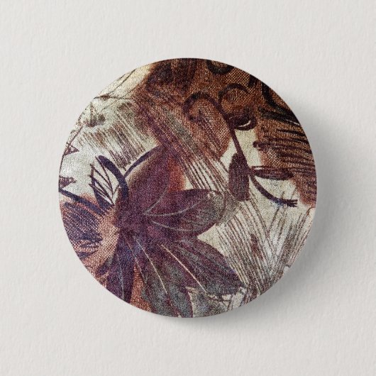 Abstract bruin bloemmotief 1 ronde button 5,7 cm (Voorkant)