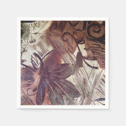 Abstract Bruin Bloemmotief 1 Servet (Voorkant)