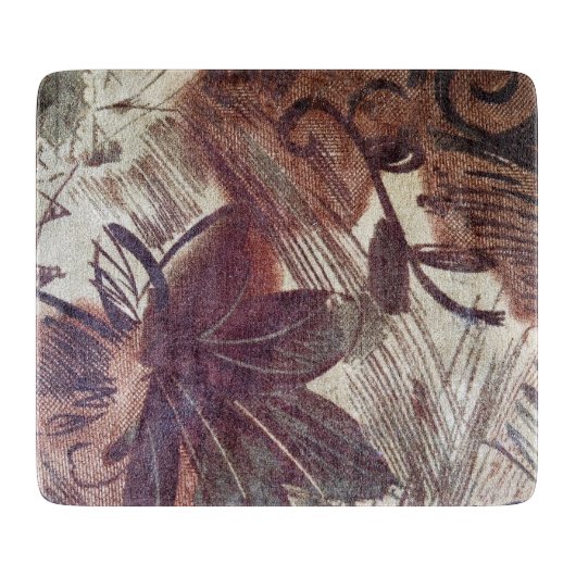 Abstract Bruin Bloemmotief 1 Snijplank (Voorkant)