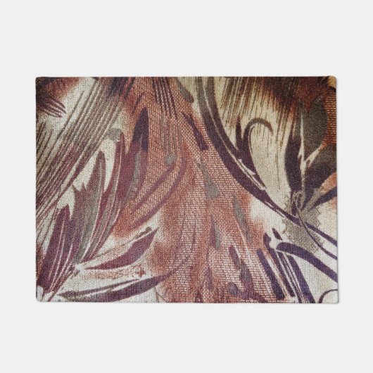Abstract Bruin Bloemmotief 2 Deurmat (Voorkant)