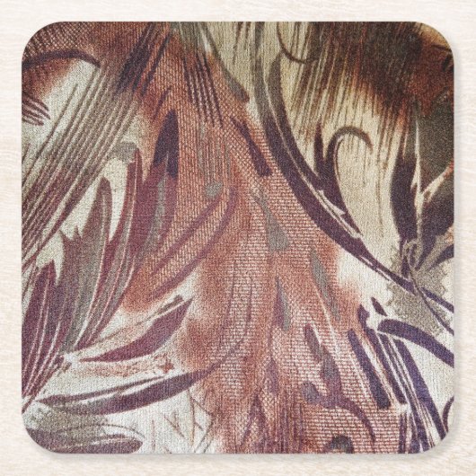 Abstract Bruin Bloemmotief 2 Kartonnen Onderzetters (Voorkant)