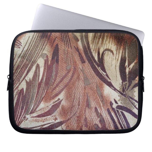 Abstract Bruin Bloemmotief 2 Laptop Sleeve (Voorkant)