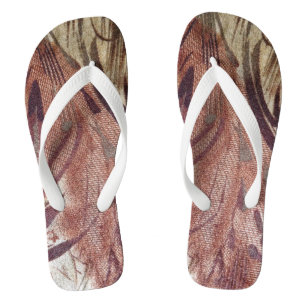 Abstract Bruin Bloemmotief 2 Teenslippers