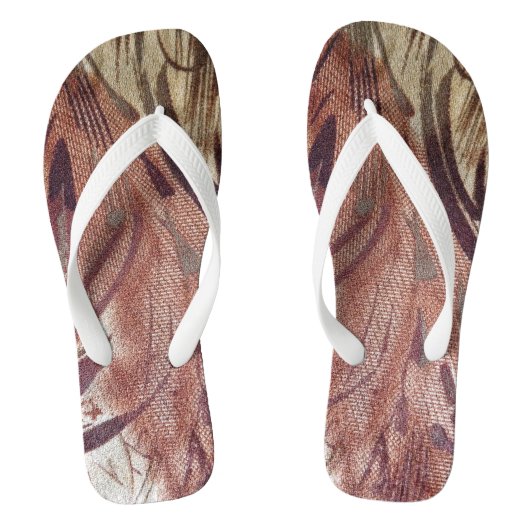 Abstract Bruin Bloemmotief 2 Teenslippers (Voetbed)
