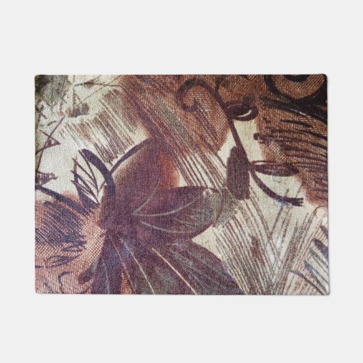 Abstract Bruin Bloemmotief Ontwerp 1 Deurmat (Voorkant)