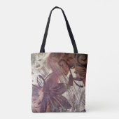 Abstract Bruin Bloemmotief Ontwerp 1 Tote Bag (Achterkant)