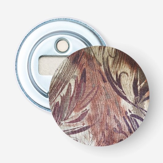 Abstract Bruin Bloemmotief Ontwerp 2 Button Flesopener (Voorkant)