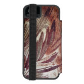 Abstract Bruin Bloemmotief Ontwerp 2 Incipio iPhone Portemonnee Hoesje (Agenda Achterkant)