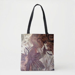 Abstract bruin bloemontwerp 1 tote bag