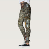 Abstract bruin, donkergrijs textuurpatroon leggings (Links)