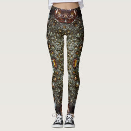 Abstract bruin, donkergrijs textuurpatroon leggings