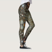 Abstract bruin, donkergrijs textuurpatroon leggings (Rechts)