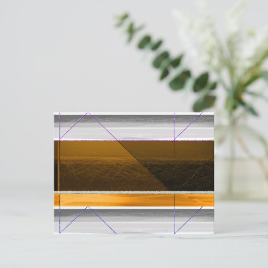 Abstract bruin en geel briefkaart (Staand voorkant)