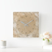 Abstract bruin Faux Marble Vierkante Klok (Huis)