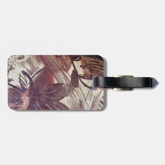 Abstract bruin Floral Design 1 Bagagelabel (Achterkant horizontaal)