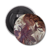 Abstract bruin Floral Design 1 Button Flesopener (Voorkant)