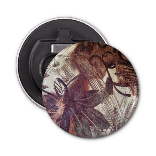 Abstract bruin Floral Design 1 Button Flesopener (Voorkant)