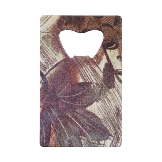 Abstract bruin Floral Design 1 Creditkaart Flessenopener (Voorkant)