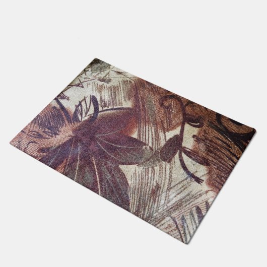 Abstract bruin Floral Design 1 Deurmat (Schuin)