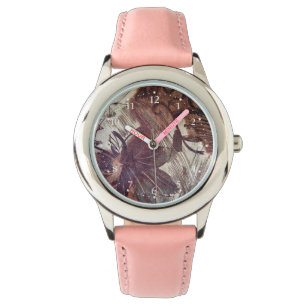 Abstract bruin Floral Design 1 Horloge