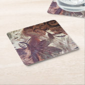 Abstract bruin Floral Design 1 Kartonnen Onderzetters (Schuin)