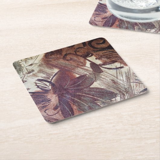 Abstract bruin Floral Design 1 Kartonnen Onderzetters (Schuin)