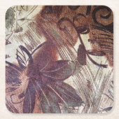 Abstract bruin Floral Design 1 Kartonnen Onderzetters (Voorkant)