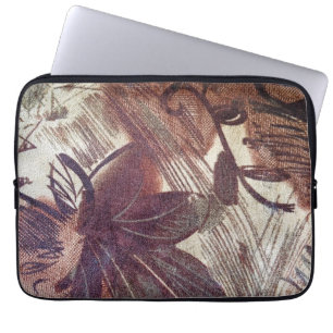 Abstract bruin Floral Design 1 Laptop Sleeve