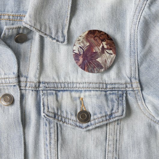 Abstract bruin Floral Design 1 Ronde Button 5,7 Cm (In situ)