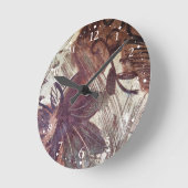 Abstract bruin Floral Design 1 Ronde Klok (Hoek)