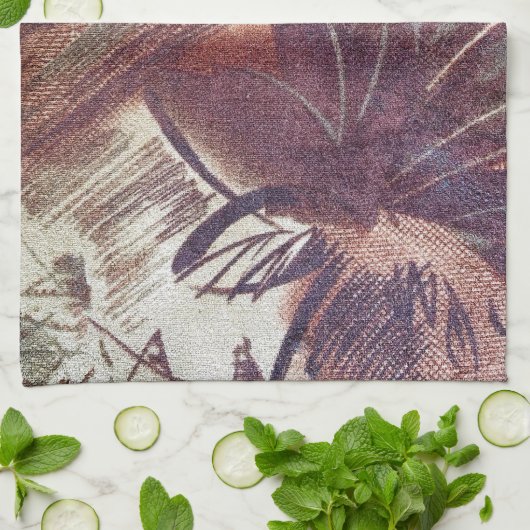 Abstract bruin Floral Design 1 Theedoek (Gevouwen)
