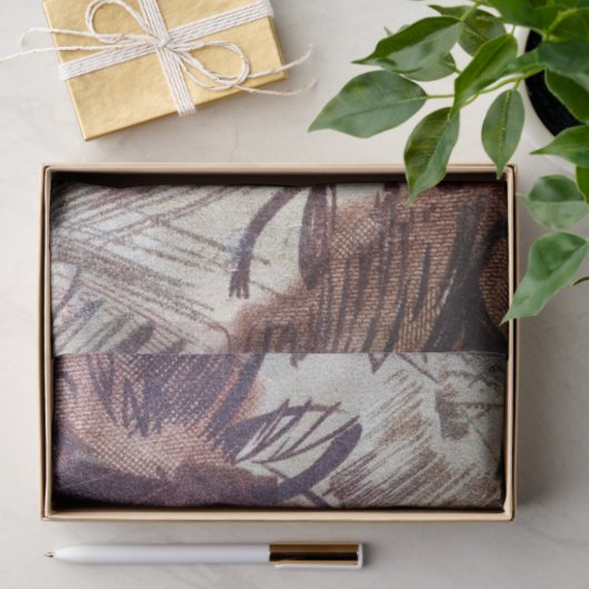 Abstract bruin Floral Design 1 Tissuepapier (Geschenk)