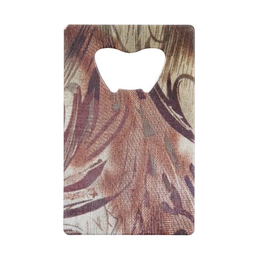 Abstract bruin Floral Design 2 Creditkaart Flessenopener (Achterkant)